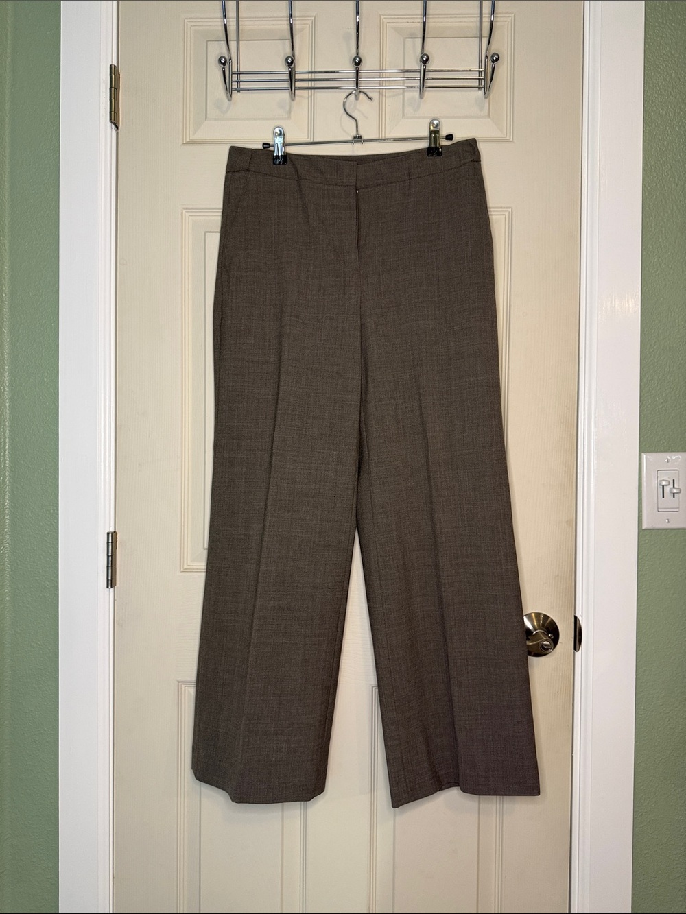 Lands' End Wool Blend Wide-Leg Dress Pants in Taupe Brown